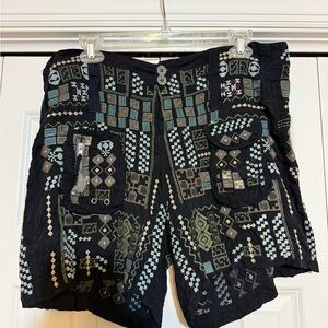 Johnny Was Draper Multicolor Patterned Embroidered Cargo Shorts